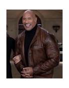 Dwayne Johnson Red Notice Distressed Leather Coat