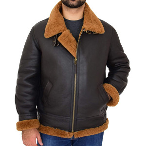 Edwardo Ginger Brown B3 Bomber Jacket with Hood