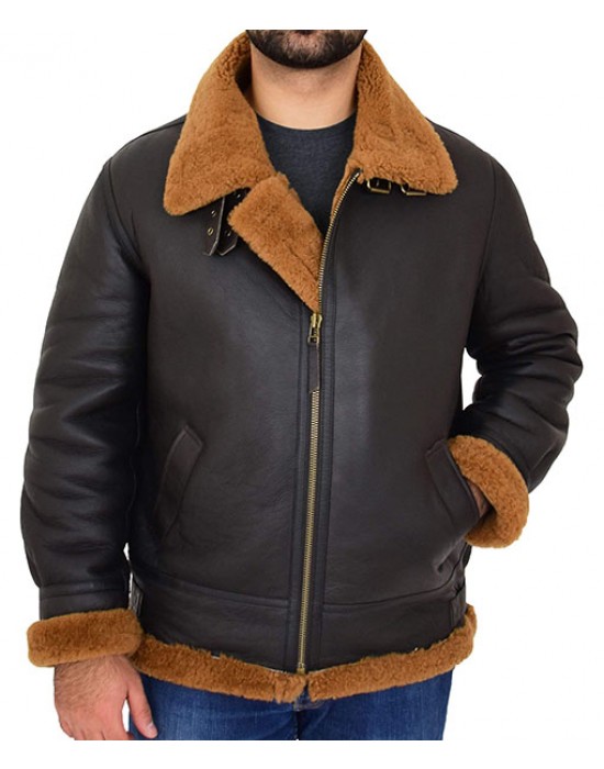 Edwardo Ginger Brown B3 Bomber Jacket with Hood