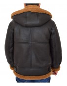 Edwardo Ginger Brown B3 Bomber Jacket with Hood