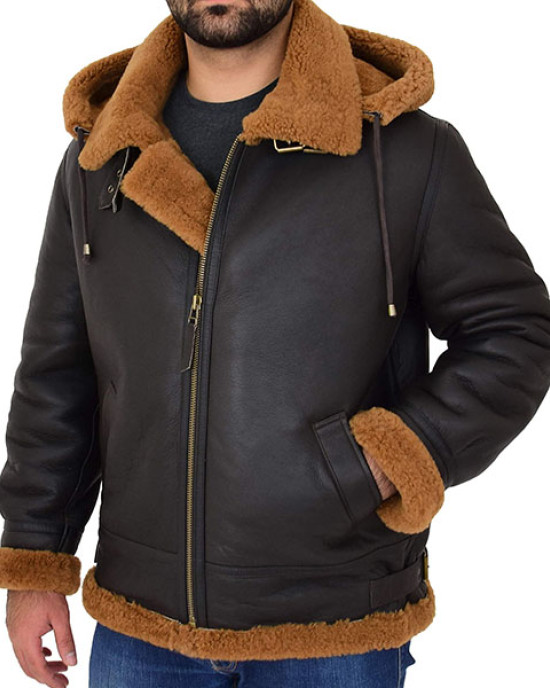 Edwardo Ginger Brown B3 Bomber Jacket with Hood Edwardo Ginger Brown B3 Bomber Jacket with Hood