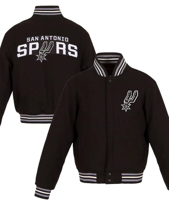 Embroidered San Antonio Spurs Varsity Black Wool Jacket Embroidered San Antonio Spurs Varsity Black Wool Jacket