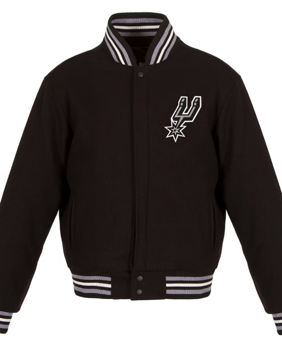 Embroidered San Antonio Spurs Varsity Black Wool Jacket Embroidered San Antonio Spurs Varsity Black Wool Jacket