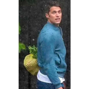 Emily in Paris Lucas Bravo Blue Bomber Jacket