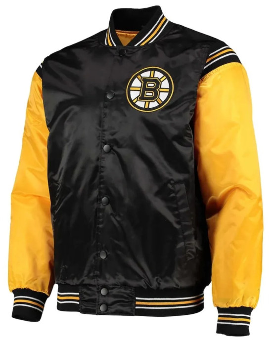 Enforcer Boston Bruins Yellow and Black Satin Jacket Enforcer Boston Bruins Yellow and Black Satin Jacket