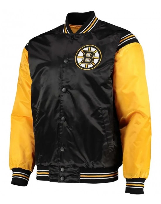 Enforcer Boston Bruins Yellow and Black Satin Jacket