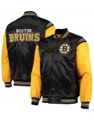 Enforcer Boston Bruins Yellow and Black Satin Jacket