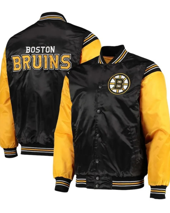 Enforcer Boston Bruins Yellow and Black Satin Jacket Enforcer Boston Bruins Yellow and Black Satin Jacket