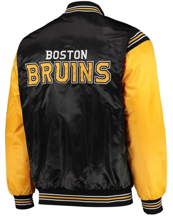 Enforcer Boston Bruins Yellow and Black Satin Jacket Enforcer Boston Bruins Yellow and Black Satin Jacket