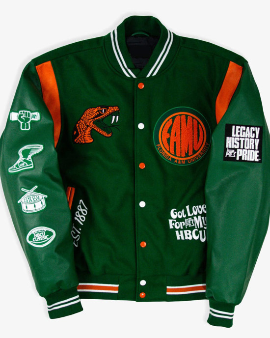 Florida A&M University Motto Green Varsity Jacket Florida A&M University Motto Green Varsity Jacket