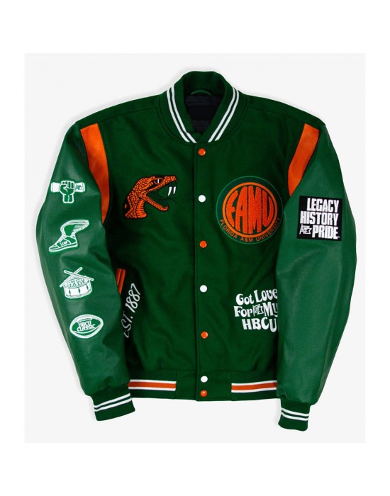 Florida A&M University Motto Green Varsity Jacket