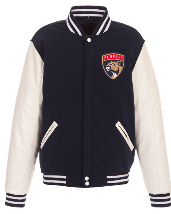 Florida Panthers Varsity Navy and White Jacket Florida Panthers Varsity Navy and White Jacket