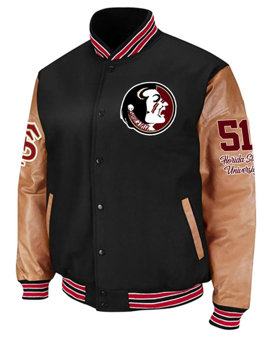 Florida State Seminoles Varsity Black and Brown Jacket Florida State Seminoles Varsity Black and Brown Jacket