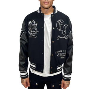 George V Panther Red Wool Varsity Jacket