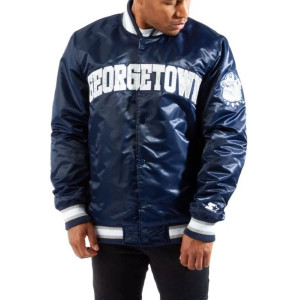 Georgetown Blue Bomber Varsity Satin Jacket