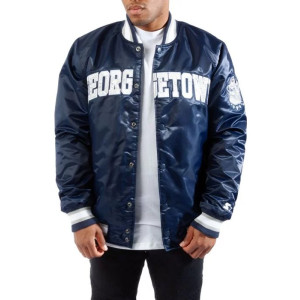 Georgetown Blue Bomber Varsity Satin Jacket
