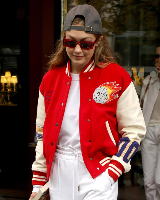 Gigi Hadid Meteor Shower Varsity Jacket Gigi Hadid Meteor Shower Varsity Jacket