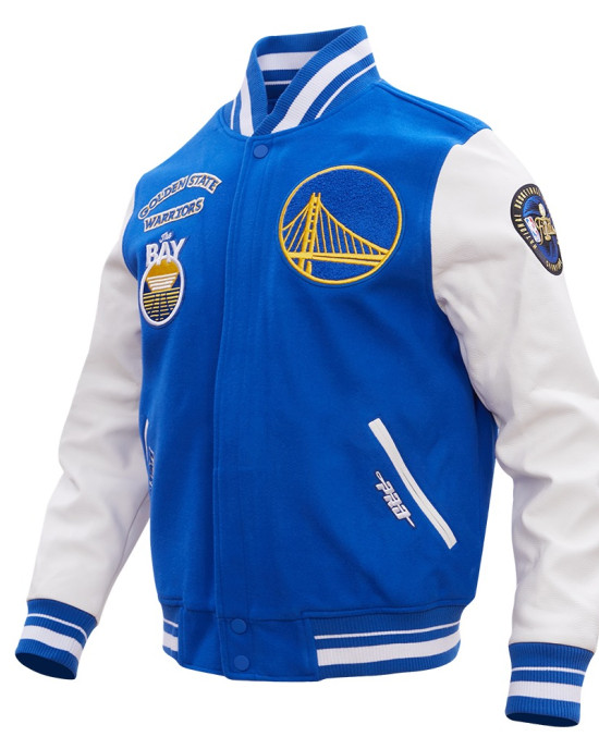 Golden State Warriors Retro Classic Off White Wool Varsity Jacket Golden State Warriors Retro Classic Off White Wool Varsity Jacket
