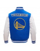 Golden State Warriors Retro Classic Off White Wool Varsity Jacket