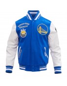 Golden State Warriors Retro Classic Off White Wool Varsity Jacket