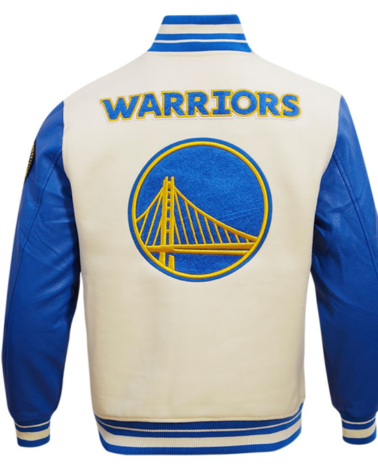 Golden State Warriors Retro Classic Off White Wool Varsity Jacket Golden State Warriors Retro Classic Off White Wool Varsity Jacket