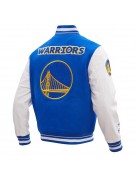 Golden State Warriors Retro Classic Off White Wool Varsity Jacket