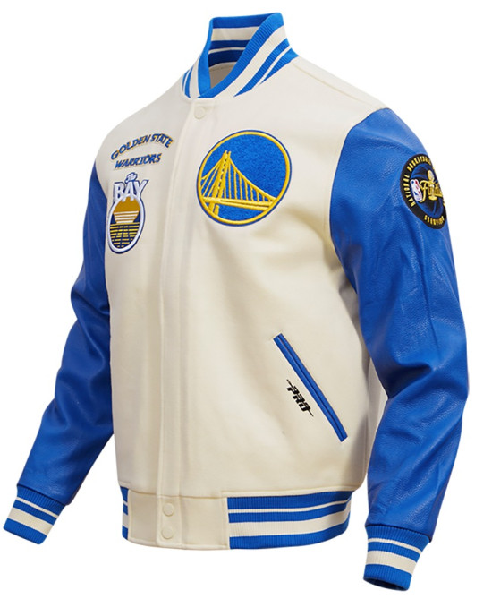 Golden State Warriors Retro Classic Off White Wool Varsity Jacket Golden State Warriors Retro Classic Off White Wool Varsity Jacket