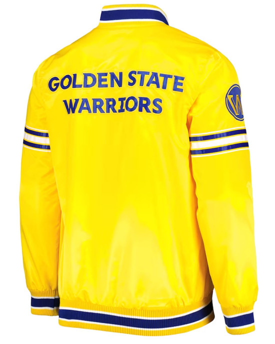 Golden State Warriors Slider Varsity Yellow Satin Jacket Golden State Warriors Slider Varsity Yellow Satin Jacket