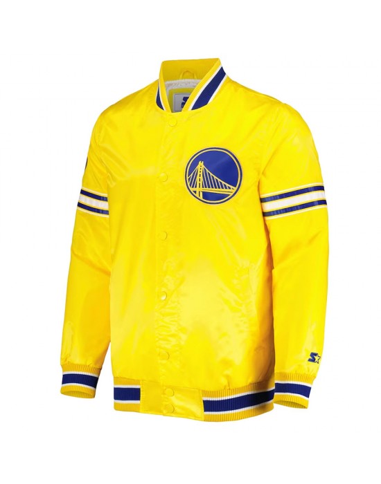 Golden State Warriors Slider Varsity Yellow Satin Jacket