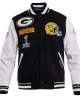 Green Bay Packers Black & White Wool Varsity Jacket Green Bay Packers Black & White Wool Varsity Jacket