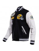 Green Bay Packers Black & White Wool Varsity Jacket