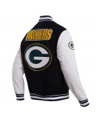 Green Bay Packers Black & White Wool Varsity Jacket