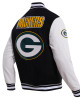 Green Bay Packers Black & White Wool Varsity Jacket Green Bay Packers Black & White Wool Varsity Jacket