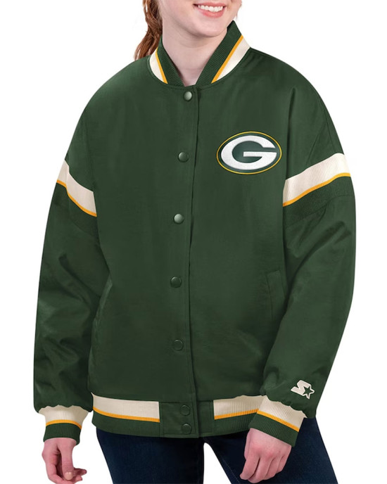 Green Bay Packers Tournament Green Varsity Jacket Green Bay Packers Tournament Green Varsity Jacket