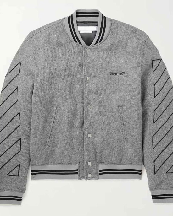 Grey Off White Varsity Wool Jacket Grey Off White Varsity Wool Jacket