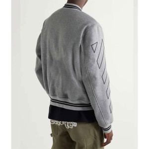 Grey Off White Varsity Wool Jacket