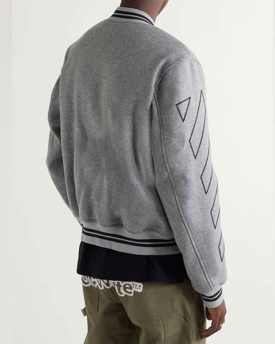 Grey Off White Varsity Wool Jacket Grey Off White Varsity Wool Jacket