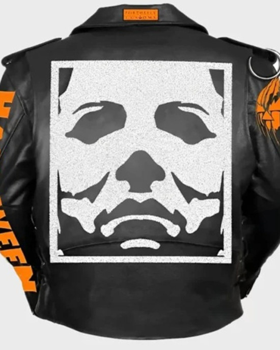 Halloween Black Real Leather Biker Jacket Halloween Black Real Leather Biker Jacket