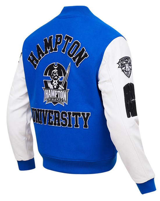 Hampton Pirates Classic Varsity Royal and White Jacket Hampton Pirates Classic Varsity Royal and White Jacket