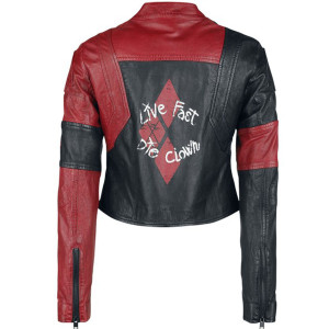 Harley Quinn Live Fast Die Clown Leather Jacket