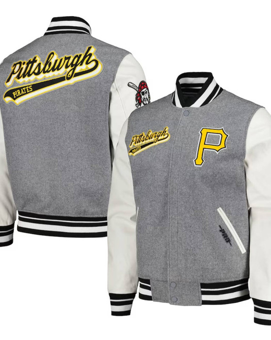Heather Gray/White Pittsburgh Pirates Varsity Jacket Heather Gray/White Pittsburgh Pirates Varsity Jacket