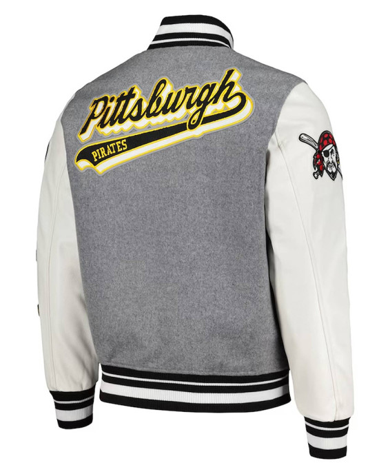 Heather Gray/White Pittsburgh Pirates Varsity Jacket Heather Gray/White Pittsburgh Pirates Varsity Jacket