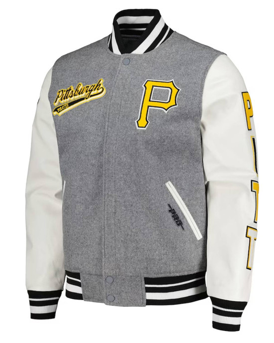 Heather Gray/White Pittsburgh Pirates Varsity Jacket Heather Gray/White Pittsburgh Pirates Varsity Jacket