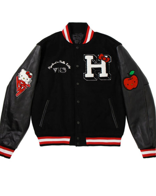 Hello Kitty Apples Wool Varsity Jacket Hello Kitty Apples Wool Varsity Jacket