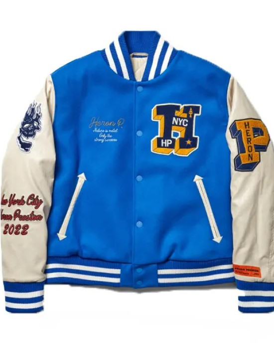 Heron Preston Blue Varsity Jacket Heron Preston Blue Varsity Jacket