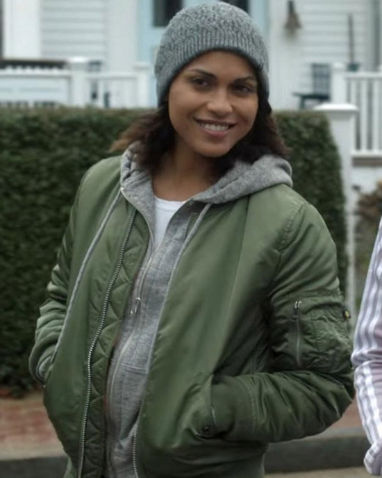 Hightown Monica Raymund Green Bomber Jacket Hightown Monica Raymund Green Bomber Jacket