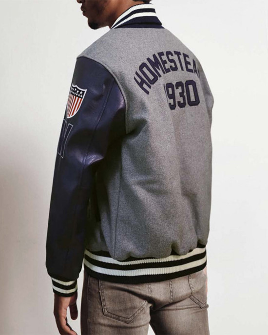 Homestead Grays Navy and Gray Varsity Jacket Homestead Grays Navy and Gray Varsity Jacket