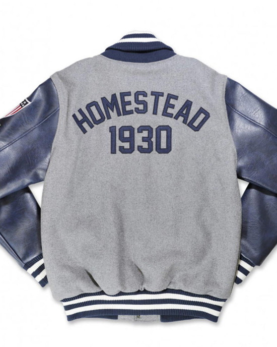 Homestead Grays Navy and Gray Varsity Jacket Homestead Grays Navy and Gray Varsity Jacket