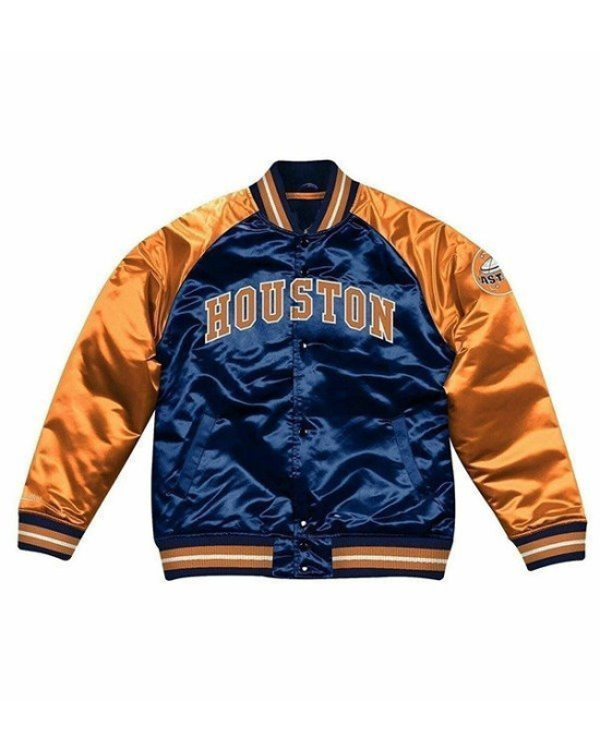 Houston Astros Blue And Orange Satin Jacket Houston Astros Blue And Orange Satin Jacket