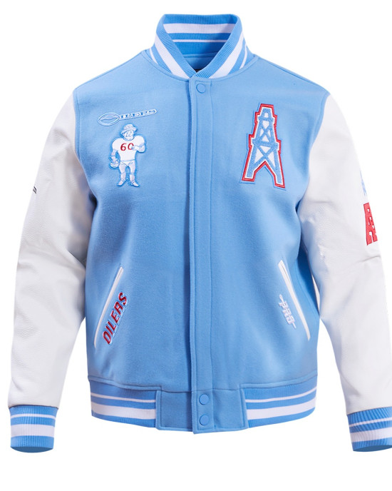 Houston Oilers Retro Classic Blue Varsity Jacket Houston Oilers Retro Classic Blue Varsity Jacket